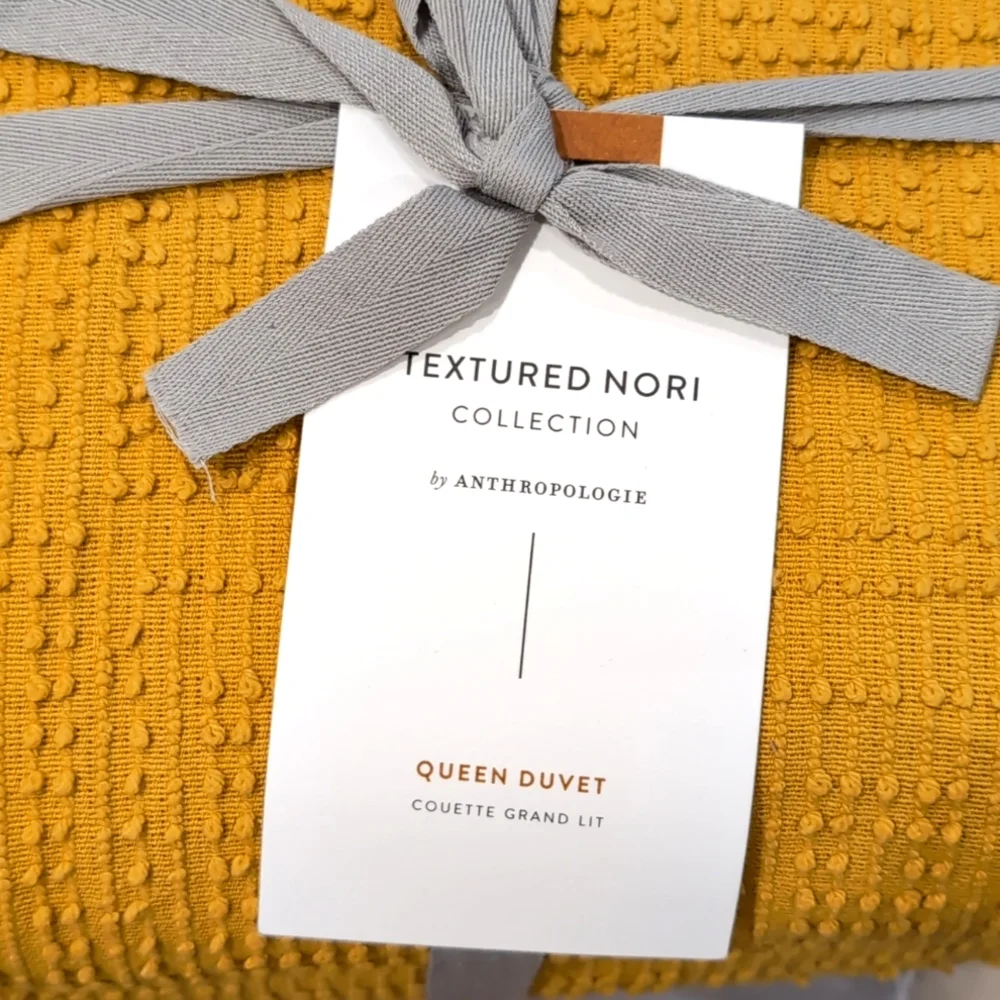 HTF Anthropologie Textured Nori Duvet Cover, Queen
